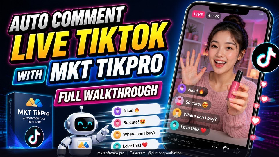 auto comment live tiktok — MKT TikPro dashboard with comment scripts active during a TikTok livestream selling session