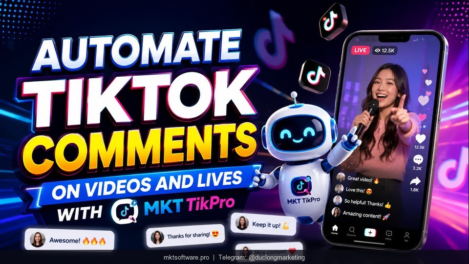tiktok auto comment with MKT TikPro across many TikTok videos