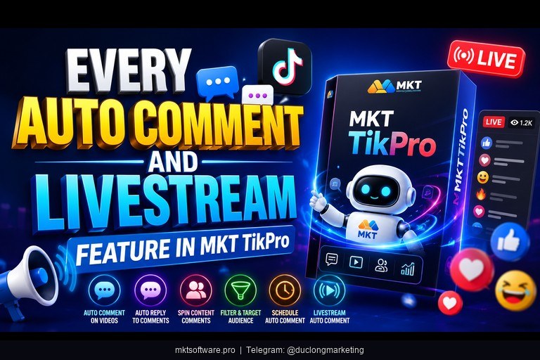 auto comment live tiktok software — isometric feature hub showing commenting seeding and interaction modules