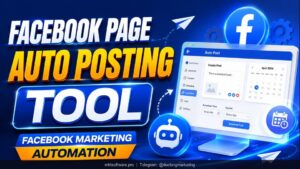 facebook page auto posting tool — dashboard with multiple pages queued for posting