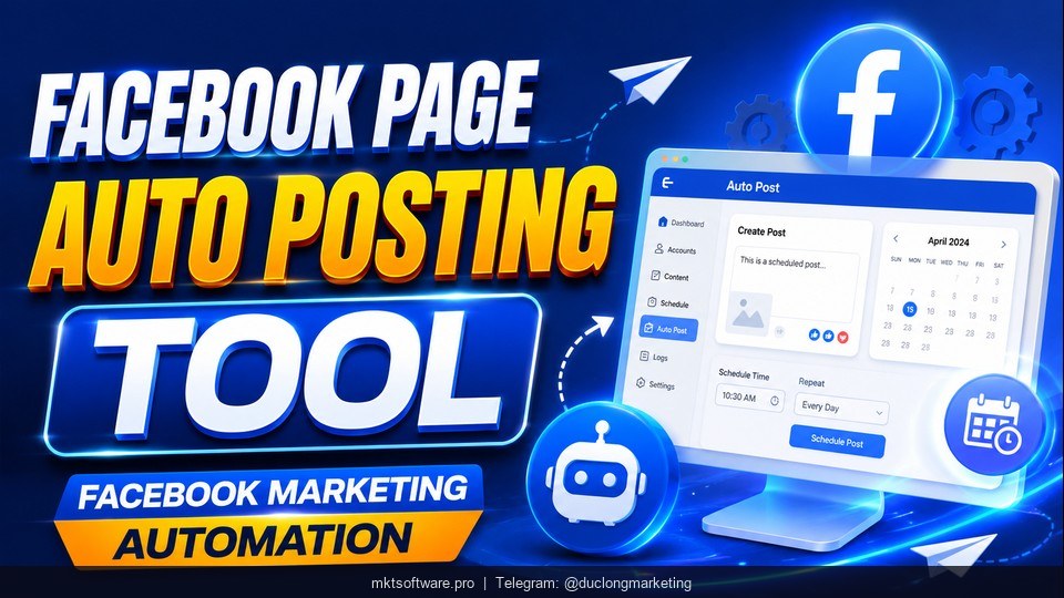 facebook page auto posting tool — dashboard with multiple pages queued for posting