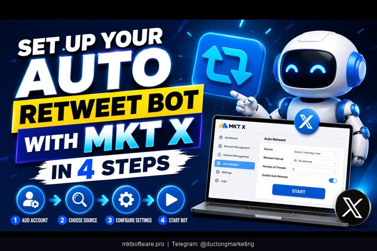 auto retweet bot 4-step setup guide from installation to first campaign launch with MKT X
