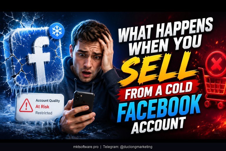 MKT Care cold facebook account checkpointed vs warmed account with healthy engagement
